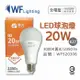 舞光 LED 20W 3000K 黃光 E27 全電壓 球泡燈_WF520306