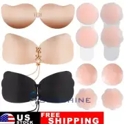 Women Silicone Adhesive Stick On Push Up Gel Strapless Invisible Backless Bra