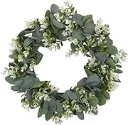 Eucalyptus Hanging Wreath, 16.5'' Wall Hanging Green Leaf Garland, Home Decor for Front Door Wall Window Porch Patio Garden Outside Decor