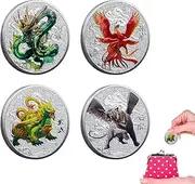 HOFFTI Chinese Feng Shui,Feng Shui Mythical Four Great Beasts Coin | Badge Commemorative Souvenir Coin for Wealth Luck, Prosperity and Good Fortune