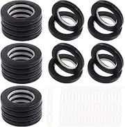 Rustark 20 Sets 1-5/8" (42mm) Inner Diameter Curtain Grommet with Connectors Black Round Plastic Curtain Rings Curtain Spacers Low Noise Curtain Rings DIY Roman Curtain Rings for Window Curtains