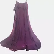 Tahari Long Dress Flutter Ruffles Tea Straps Plum Wine Size 14 Lined Elegant NWT