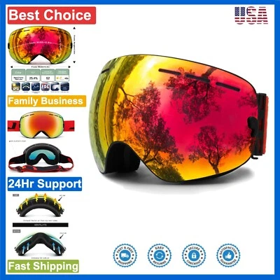 Black/Red JULI Ski Goggles - Anti-Fog, Windproof, and Helmet Compatible Design