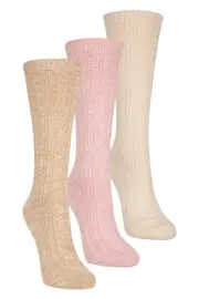 Mountain Cable Womens Mid Calf Walking Socks - 3 Pack