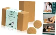 High Density Wood Yoga Blocks 2 Pack Pilates Soft Brick Workout Handstand Cork