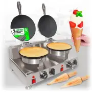 Waffle Cone Maker | Commercial Waffle Roll Maker | Stainless Steel | Double