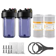 2Pack 10 Inch Clear Whole House Water Filter Housing CTO Carbon Filtration Set