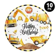 Construction Trucks Theme 9 inch 23cm Plates 10PK - Kids Birthday Party Tableware