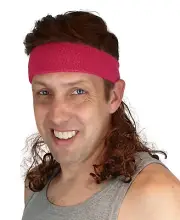 Magic Mullet Wig Attaches to ANY Headwear, Mullet Headband, 80's Wig, Pink