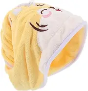 WOFASHPURET Cute Cartoon Drying Hat for Women Fast Drying Coral Fleece Towel Cap Super Absorbent Hair Wrap for Wet Lightweight Bath Head Wrap for Home Travel