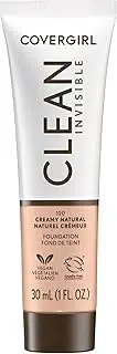 CoverGirl Clean Invisible, Creamy Natural, Foundation, Blendable Formula, Buildable Coverage, Lightweight, Natural Finish, Non-Comedogenic, 30ml