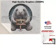 Manatee Help The Endangered Species Baby Art Sherpa Fleece Throw Blanket