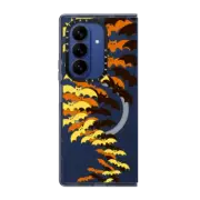 Galaxy Z Fold7 Impact Magnetic Case GONE BATTY 3, HALLOWEEN BATS SPOOKY ORANGE YELLOW BLACK SCARY CREEPY TRANSPARENT