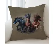 Cool Art Storming Horses Painted on Concrete Cushion