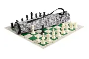 Quiver Chess Set Combination - Single Weighted - Zebra / Green Board