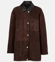 [Nour Hammour] Nour Hammour Barn leather-trimmed suede field jacket AU 10 brown