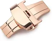 Fashion Double Press Butterfly Buckle Watch Button Accessory10 12 14 16 18 20 22mm Nonautomatic Watch Stainless Steel Clasp Clasp(22mm Rose Gold)