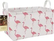 HUNRUNG Rectangle Storage Basket Cute Canvas Organizer Bin for Pet/Children Toys, Books, Clothes Perfect for Rooms/Playroom/Shelves (Flamingo)