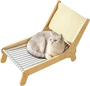 Beach Chair Cat Hammock - Elevated Scratcher Beds for Indoor Cats | 4-Position Adjustable Large Lounge for Small and Medium Kitten