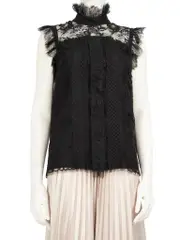 Black Lace Sheer Sleeveless Blouse
