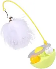 Interactive Cat Toys, Automatic Track Ball with Tumblers Wand, Funny Teasing Detachable Exercise Teaser Toy with Wobble Feather for Felines Kittens Indoor Pet Training Accessories (Yellow)
