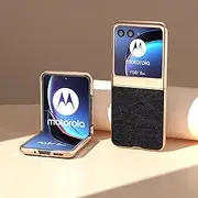 Phone Screen Protection Compatible with Motorola Razr 40 Ultra Case,Soft PU Leather Phone Case,Slim Luxury Electroplated Bumper Protective Case Shockproof Cover Compatible with Motorola Razr 40 Ultra