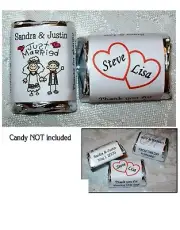 WEDDING FAVORS CANDY WRAPPERS LABELS ~ WHIMSICAL HEARTS PERSONALIZED