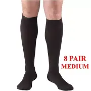 Truform 1943 MEDIUM Mens Knee High Dress Socks 15-20mmHG Compression BLK 8-Pair