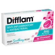 Difflam Dual Action Sore Throat Lozenges - Strawberry X 16
