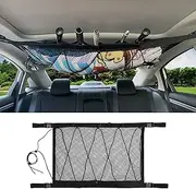 MDSTOP Car Fishing Rod Holder, SUV Ceiling Storage Net, Interior Car Roof Rack Mesh Storage Rack Polyester Mesh Sundries Organizers for Long Travel and Fishing (Black2, L)