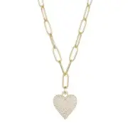 1.05Ct Heart Paperclip Necklace GRA Moissanite 18'' 14K Gold Vermeil Gift