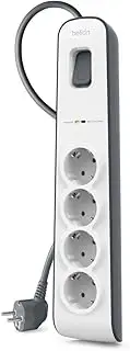 Belkin BSV604VF2M Surge Plus Power Strip (Surge Protector 2.4A, 2m Cable), White/Grey