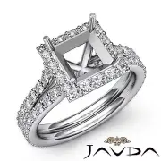 Halo Princess Semi Mount Split Shank Diamond Engagement Ring Platinum 9501.38Ctw