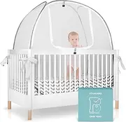 Pro Baby Safety Pop Up Crib Tent, Fine Mesh Netting Cover to Keep Baby from Climbing Out, Falls and Mosquito Bites, Safety Net, Canopy Netting Cover - Sturdy & Stylish Infant Crib Topper