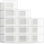 Clear Plastic Stackable Shoe Organizer for Clo Large 12 Pack Shoe Storage Box C