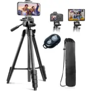 60" Tripod Stand for Phone & iPad with Bluetooth Remote & 2-in-1 Clip Holder