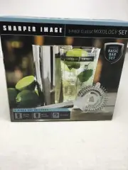 Sharper Image 3 Piece Mixology Set Basic Bar Glass, Shaker, Strainer - New