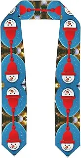 [HTTUP] Christmas Carton Snowman Print Unisex Adult Graduation Shawl Stole Polyester Class Of 2024 Honor Gift With Trim