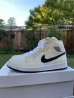 Nike Air Jordan 1 Mid Shoes Coconut Milk Black White BQ6472-121 Women's Size 9.5