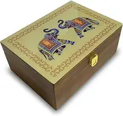 Octavius Assorted Tea | 6 Assorted Black & Green Teas | 90 Teabags | Wooden Tea Sampler Pack |Elephant Printed Design | Tea Gift Set | Pack of 1