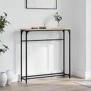 Narrow Console Table, Small Entryway Table, Sofa Table, Display Table for Hallway, Bedroom, Living Room, Metal Frame, Sonoma Oak 75x19.5x75 cm Engineered Wood