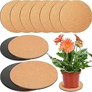 Patelai 10 Pieces 3 Sizes Cork Plant Coasters 4/6/8 Inch Cork Plant Round Absorbent Saucer Mat Plate Pad Table Board Pads for Gardening Indoor Outdoor Pots DIY Craft Project