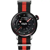 在飛比找PChome24h購物優惠-BOMBERG 炸彈錶 BB-01 帆布帶手錶-紅黑/43m