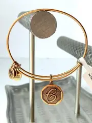 New Alex and Ani Initial C Rafaelian Gold Expandable Bangle Bracelet $28