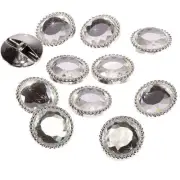 CraftbuddyUS AB14-30pcs 18mm Silver Round Glass Crystal Rhinestone Buttons, DIY