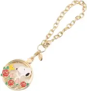 3carat PEANUTS Snoopy Sliding Magnifying Glass Rose and Snoopy Bag Charm 3x New