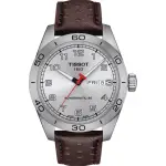 【TISSOT 天梭】官方授權 PRS 516 賽車機械錶-銀X咖啡/42MM 畢業禮物(T1314301603200)