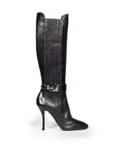 Black Leather Stiletto Boots