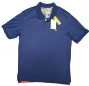 Robert Graham Polo Shirt Mens Medium Blue Archie Skull Rose SS