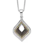 Sterling Silver Brilliant Embers Rhodium-Plated 109 Stone 18 Inch Micro Pav Black And White Cz Necklace With 2 Extender